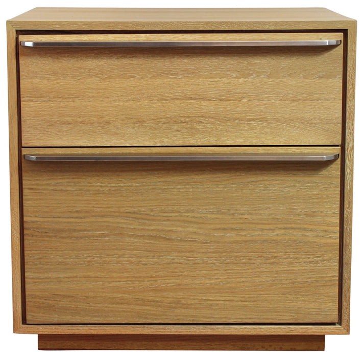 28" Solid And Manufactured Wood Two Drawer Nightstand - Natural
