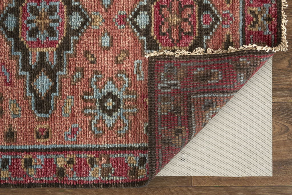 5' x 8' Wool Floral Hand Knotted Distressed Area Rug - Blue And Red