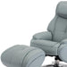 Baby blue tufted genuine leather recliner with manual swivel and matching ottoman by HomeRoots.