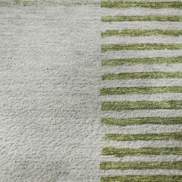10' X 14' Geometric Washable Area Rug With UV Protection (710616) - Olive Green / Gray / Ivory