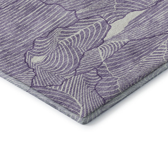 10' X 14' Abstract Washable Area Rug With UV Protection (682247) - Purple / Ivory