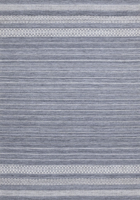 8' X 11' Striped Hand Woven Area Rug (661332) - Gray / White