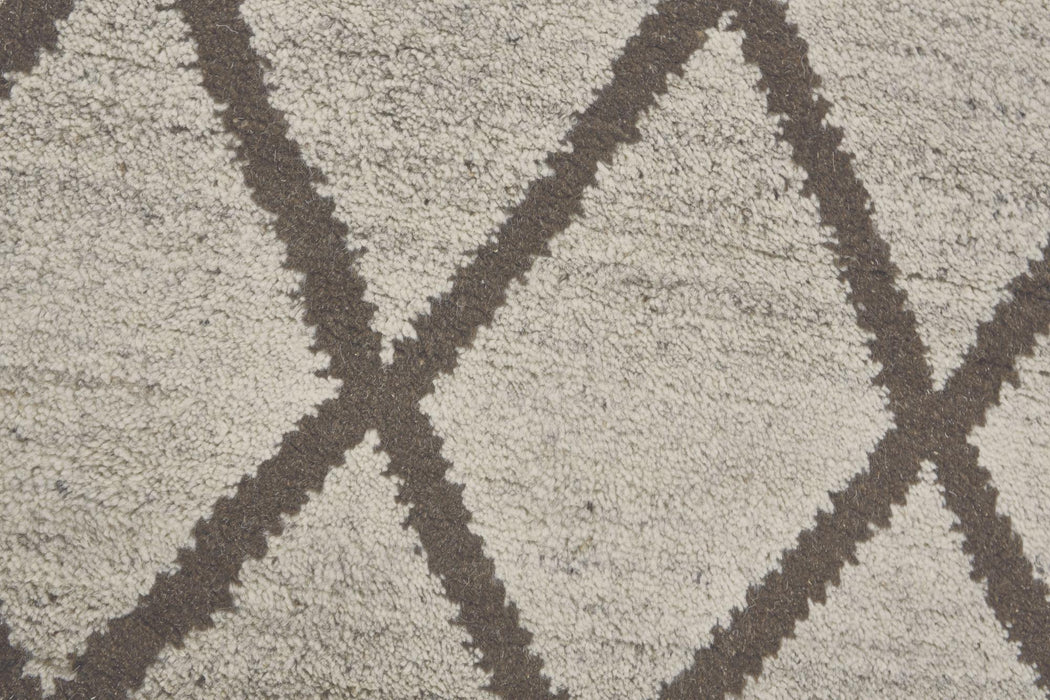 8' X 10' Wool Geometric Hand Knotted Area Rug (744233) - Ivory / Brown