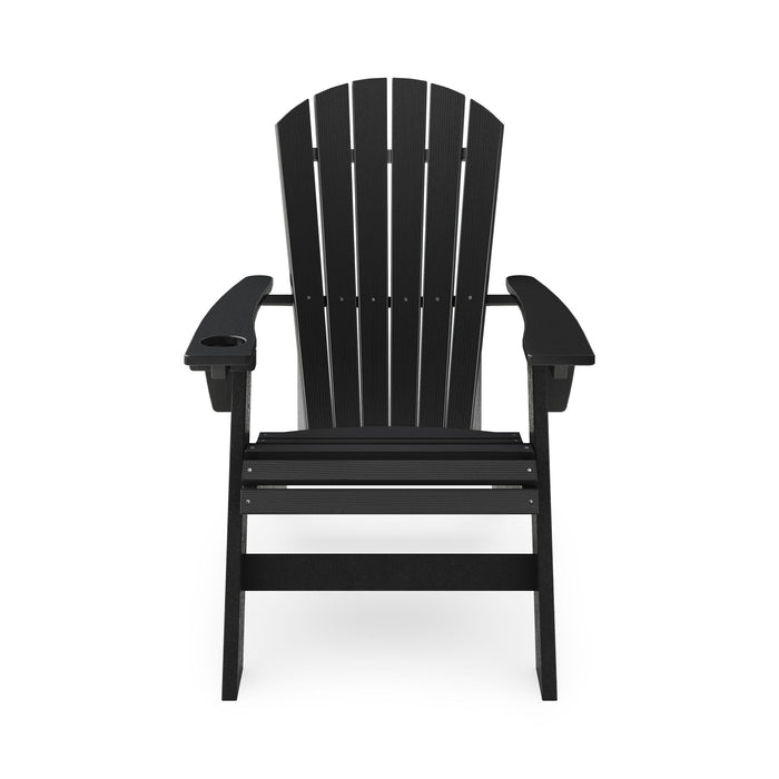 Giga Adirondack arm chair made of durable HDPE poly lumber, perfect for poolside, patio, or garden relaxation.
