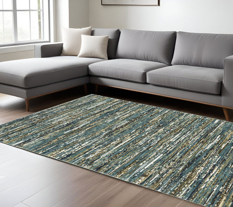 10' X 13' Striped Area Rug - Blue