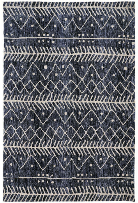 10' x 13' Striped Stain Resistant Area Rug - Blue And Ivory