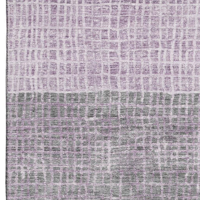 10' X 14' Geometric Washable Area Rug With UV Protection (705041) - Plum / Gray