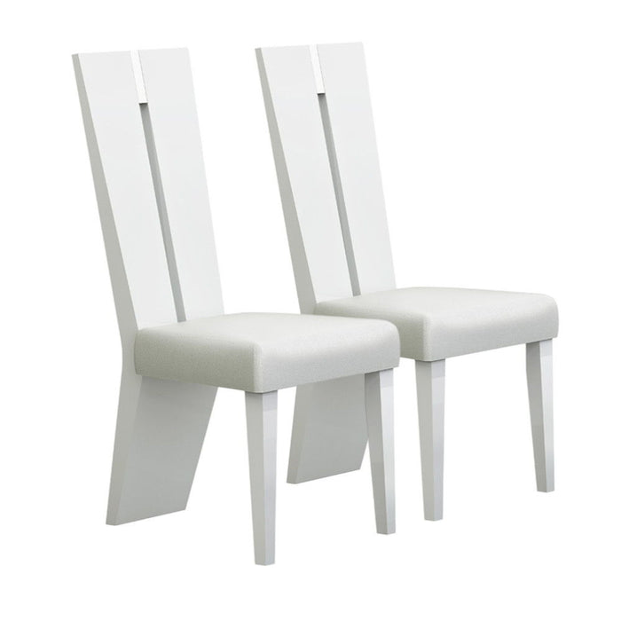 Upholstered Faux Leather Ladder Back Dining Side Chairs (Set of 2) - White