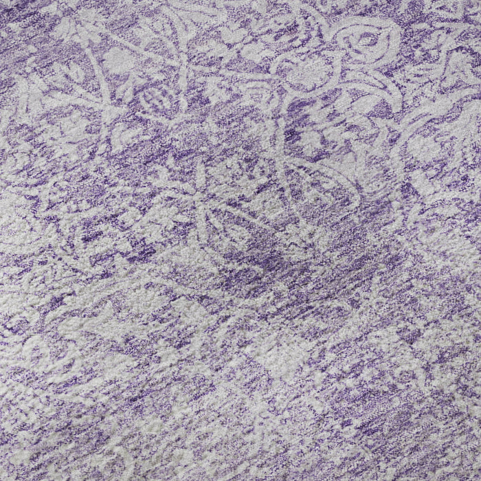 10' X 14' Oriental Washable Area Rug With UV Protection (700607) - Lilac / Ivory