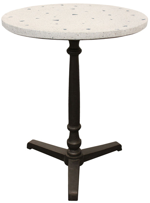 Stone Iron Pedestal Base Round Top Dining Table - Ivory / Brown