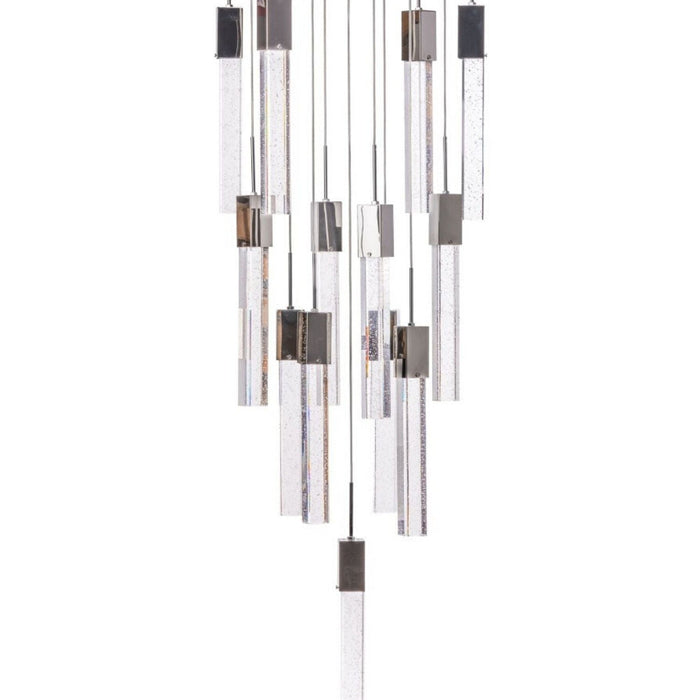 Metal Multi Light Dimmable Chandelier With Clear Shades - Silver