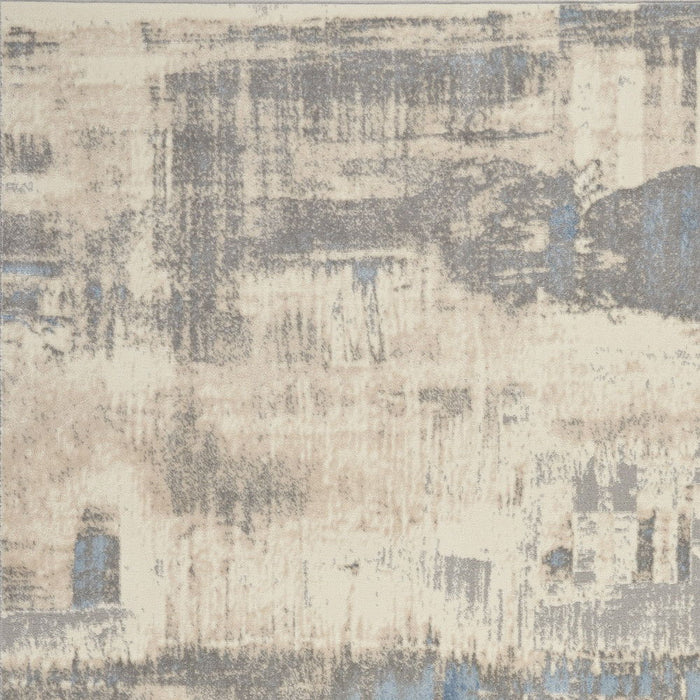 5' X 7' Abstract Distressed Area Rug (550341) - Ivory / Gray