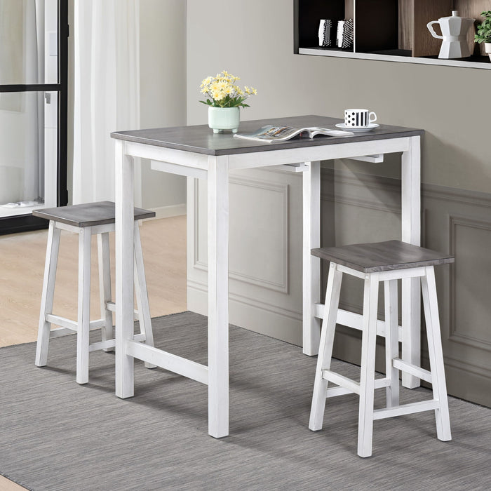 Giga 3-piece counter height dining room set with two stools and a matching table, ideal for casual dining spaces.