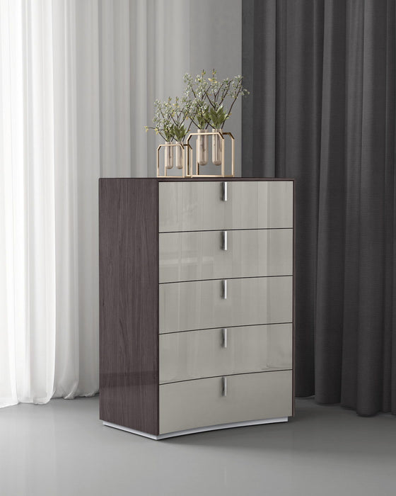 31" Wood Five Drawer Gentlemens Chest - Brown / Beige