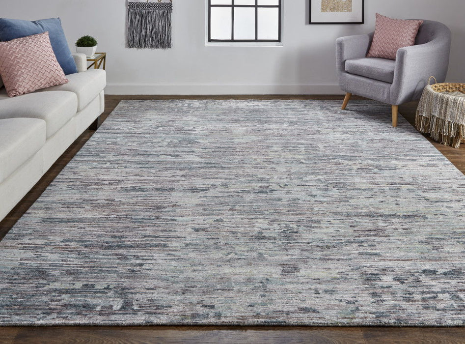 9' x 12' Wool Abstract Hand Knotted Area Rug - Blue And Gray