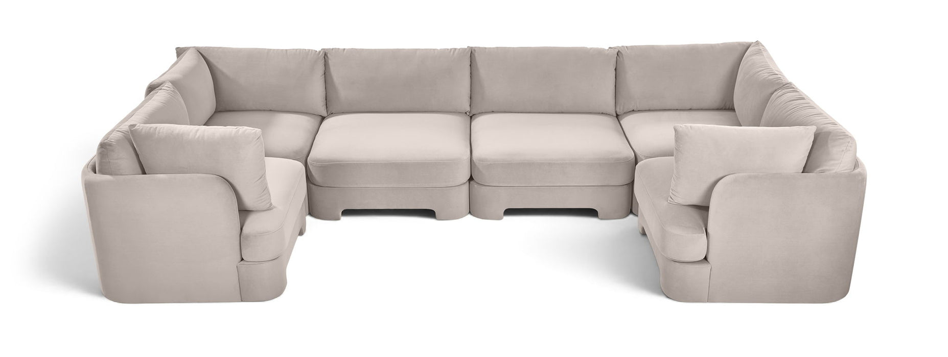 Meridian Furniture Hammond velvet U-shaped sectional sofa with plush upholstery and multiple seating areas, ideal for modern living rooms.