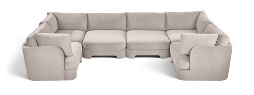 Meridian Furniture Hammond velvet U-shaped sectional sofa with plush upholstery and multiple seating areas, ideal for modern living rooms.