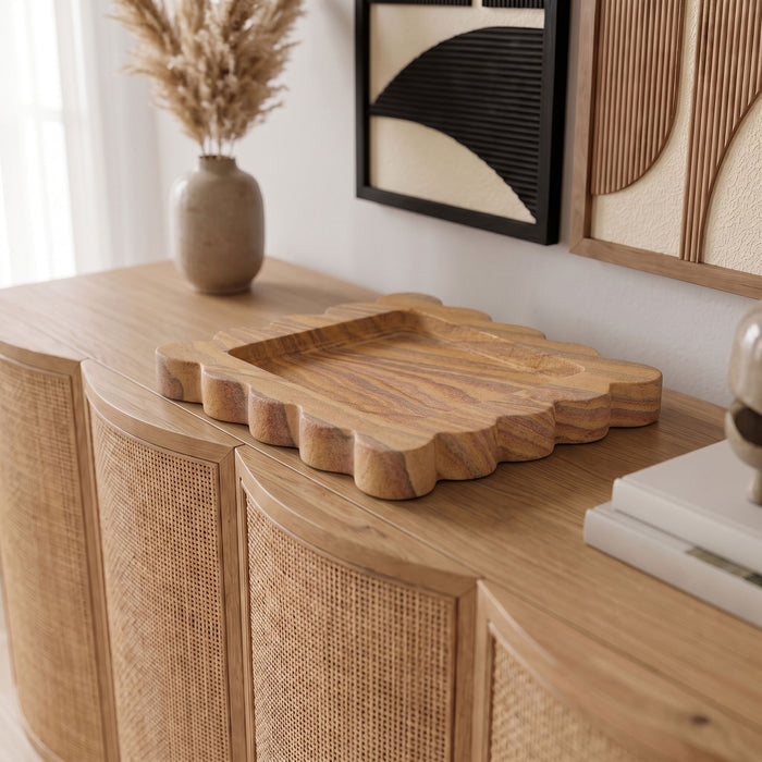 Sandstone tray by Meridian Furniture, featuring a rectangular natural stone design with smooth edges, ideal for serving or decor.