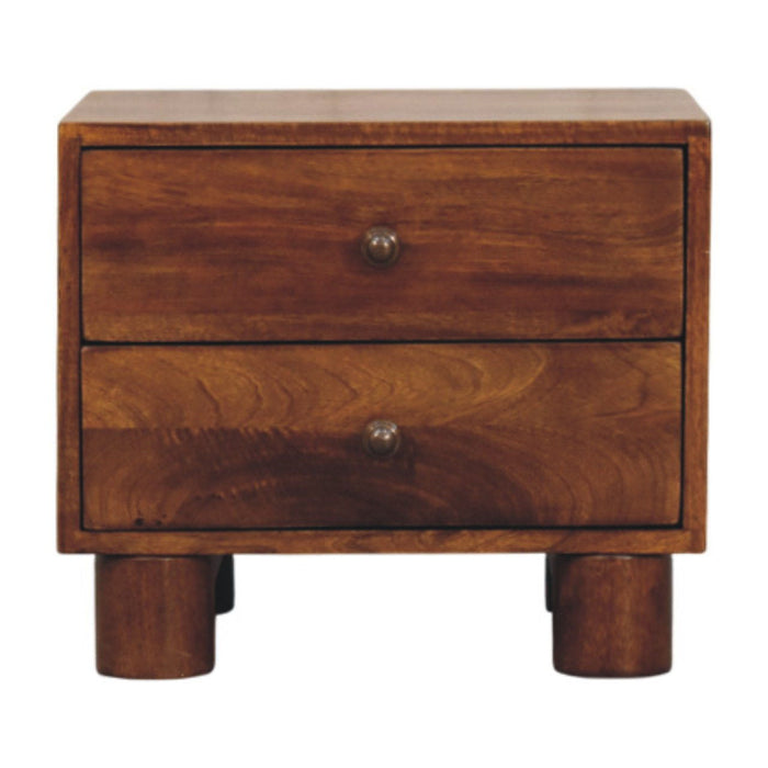 15" Solid Wood Square Two Drawer Nightstand - Chestnut