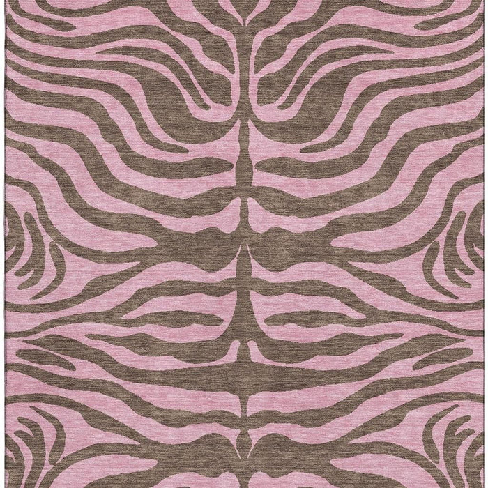 10' X 14' Animal Print Washable Area Rug With UV Protection (681821) - Brown / Pink