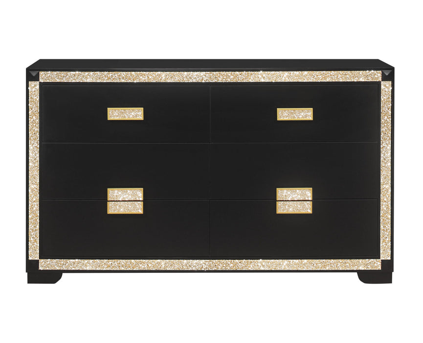 Blake - 4 Piece Full Bedroom Set - Black / Gold