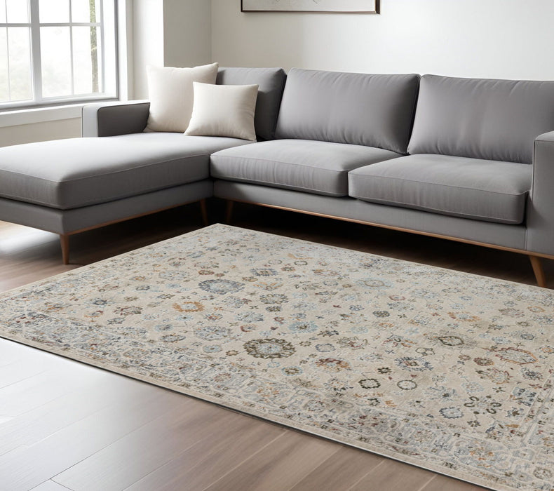 8' X 11' Floral Medallion Area Rug - Ivory