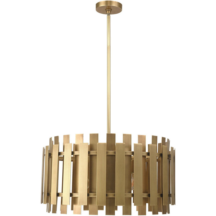 20" Six Light Dimmable Chandelier With Shades - Brass