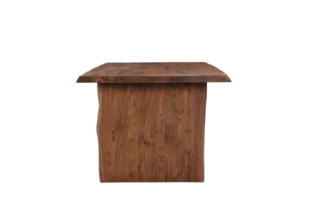 Live Edge Sled Base Wood Dining Table - Brown