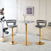 Set of 2 Giga modern bar stools with iron tube legs, soft cushions, and comfortable backrests, ideal for kitchen or bar area.