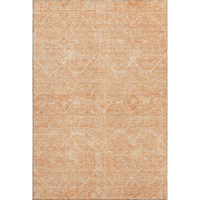 10' X 14' Floral Washable Area Rug With UV Protection (691776) - Salmon / Ivory
