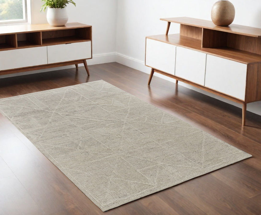 3.5' x 5.5' Wool Hand Knotted Area Rug - Tan And Ivory