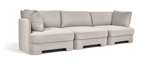 Meridian Furniture Hammond velvet performance fabric 3-piece sectional sofa with upholstered stationary design and plush cushions.