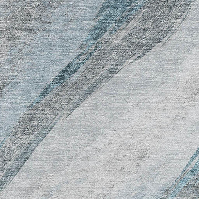 10' X 14' Abstract Washable Area Rug With UV Protection (715507) - Teal / Gray