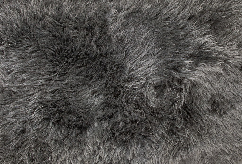 6' x 6' Wool Sheepskin Handmade Area Rug - Gray
