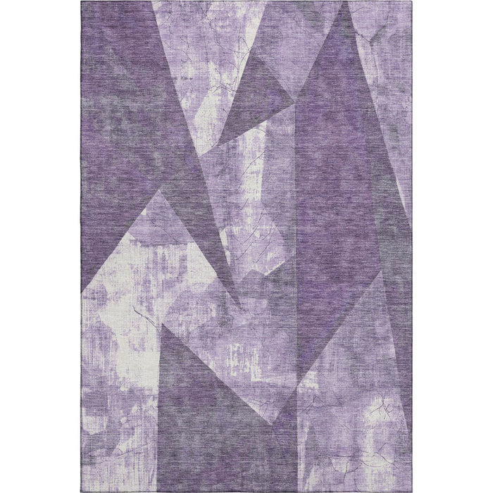 10' X 14' Abstract Geometric Washable Area Rug With UV Protection (705353) - Purple / Ivory