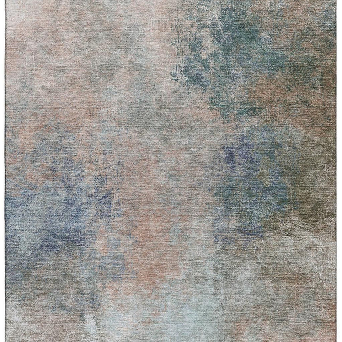 10' X 14' Abstract Washable Area Rug With UV Protection (710556) - Copper / Blue