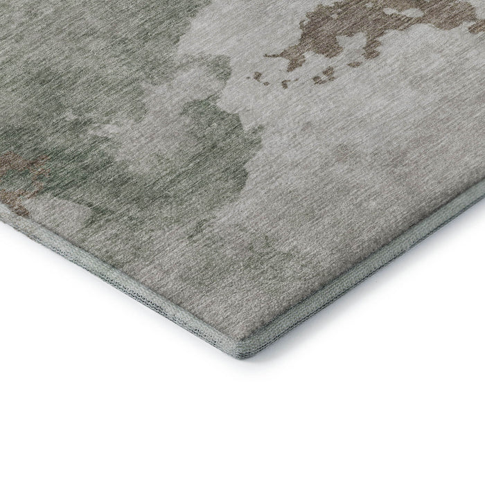 10' X 14' Abstract Washable Area Rug With UV Protection (718139) - Sage / Linen