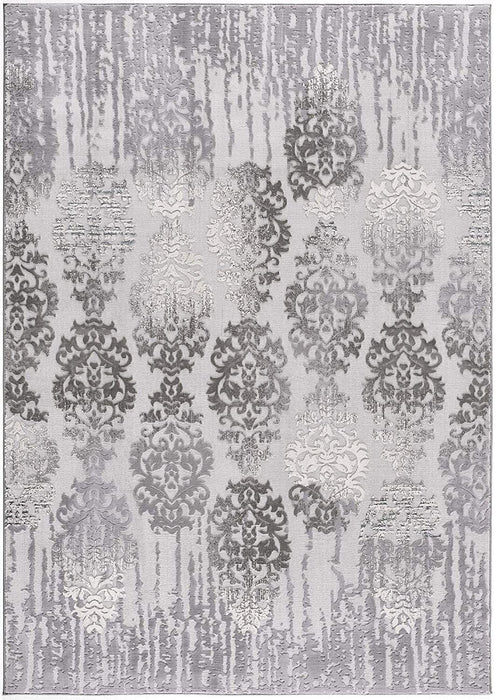 8' x 10' Damask Power Loom Area Rug - Gray