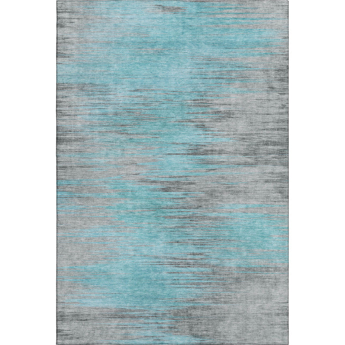 10' X 14' Abstract Washable Area Rug With UV Protection - Teal And Gray