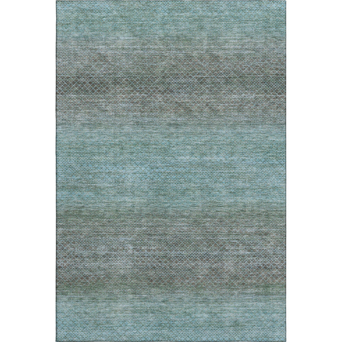 10' X 14' Geometric Washable Area Rug With UV Protection (710723) - Teal / Brown