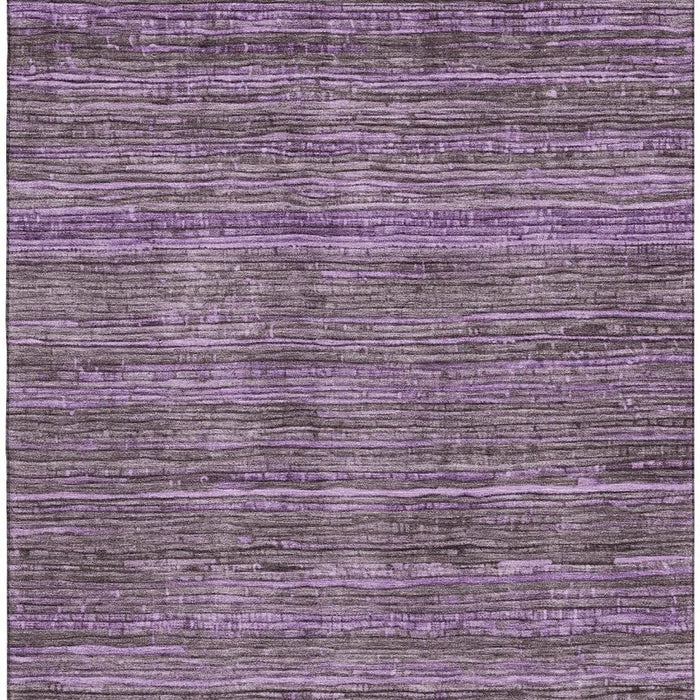 10' X 14' Striped Washable Area Rug With UV Protection (705599) - Purple / Gray