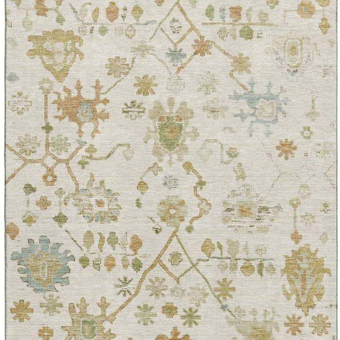 10' X 14' Floral Washable Area Rug With UV Protection (708427) - Ivory / Gold / Blue