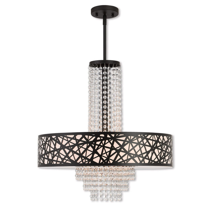 25'' Five Light Dimmable Chandelier With Shades - Bronze