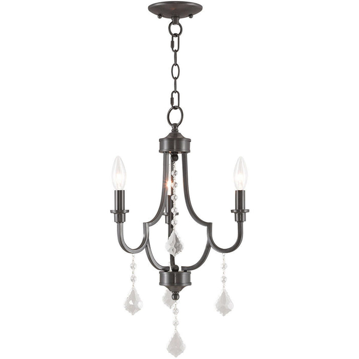 22'' Three Light Dimmable Chandelier With Shades - Bronze