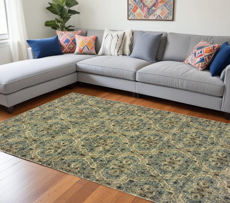10' x 13' Geometric Area Rug - Ivory And Blue