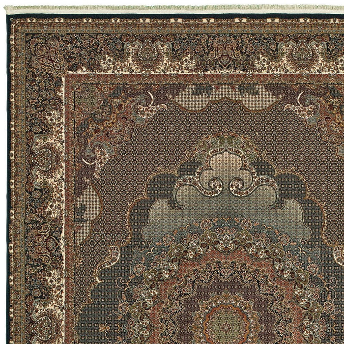 7' X 10' Medallion Area Rug With Fringe - Blue And Red