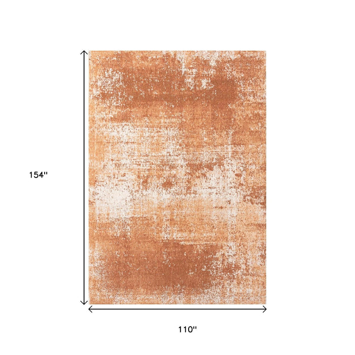9' X 13' Abstract Washable Area Rug With UV Protection (610030) - Orange / White