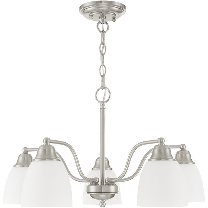 13" Five Light Dimmable Chandelier With Shades - Nickel