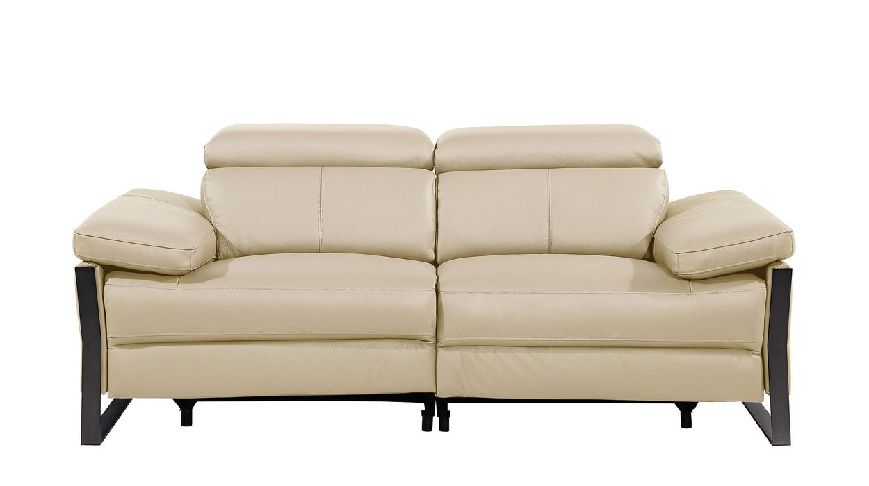 Italian Leather Power Reclining Loveseat (720496) - Cream / Black