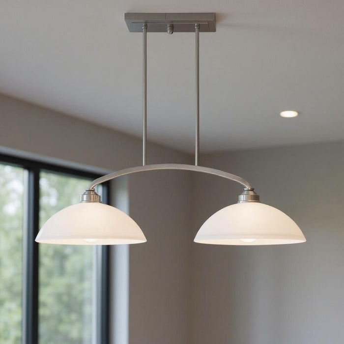 10" Two Light Dimmable Chandelier With Shades - Nickel